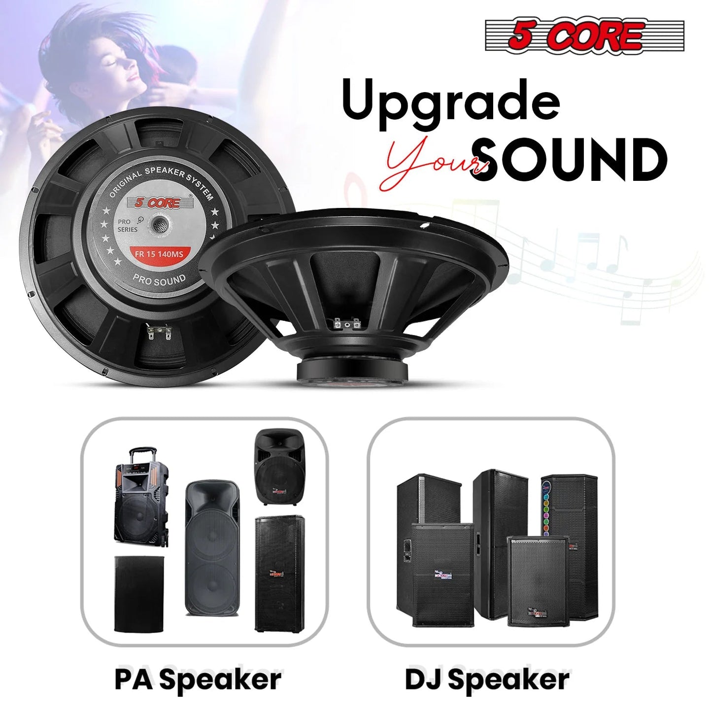 5Core 15 Inch Subwoofer Speaker 2000W Peak 8Ohm Full Range Replacement